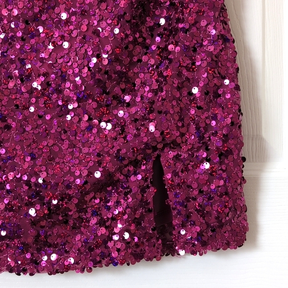 Wild Fable Sequined Sleeveless Lace Up Back Mini Party Dress Magenta Pink Medium - Picture 11 of 15